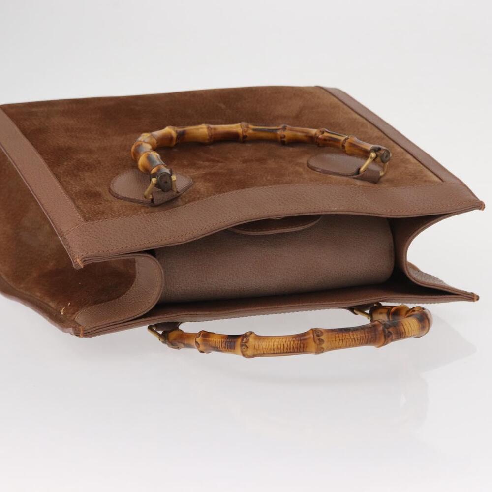 GUCCI Bamboo Hand Bag Suede Brown Gold 002 1186 2060 Auth 155190 - Picture 6 of 16